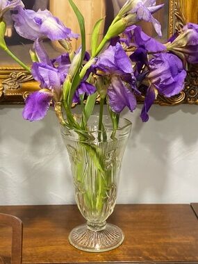 🪻Iris & Herringbone Clear 9”  Vase